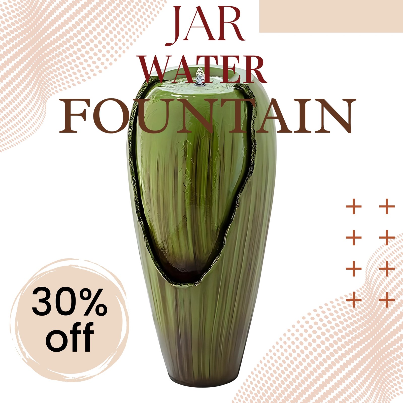 Kaalpaanik’s Jar Water Fountain Green – A Beautiful and Functional Water Feature for Indoor or Outdoor Spaces with LED Lights, also best for Garden Decor