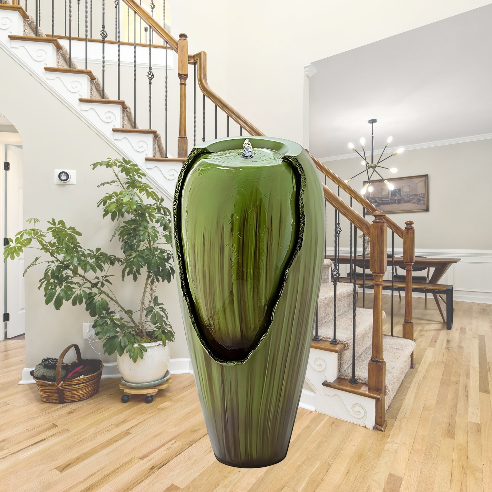 Kaalpaanik’s Jar Water Fountain Green – A Beautiful and Functional Water Feature for Indoor or Outdoor Spaces with LED Lights, also best for Garden Decor