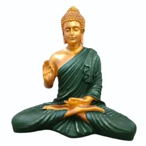 15 Inch Resin Green Meditating Buddha Statue