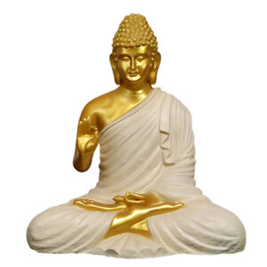 Cream and Golden Buddha Showpiece - 10" Peaceful Decor best for Gifting || Best For Home Decor || Office Decor || Buddha Showepiece || Buddha Idol