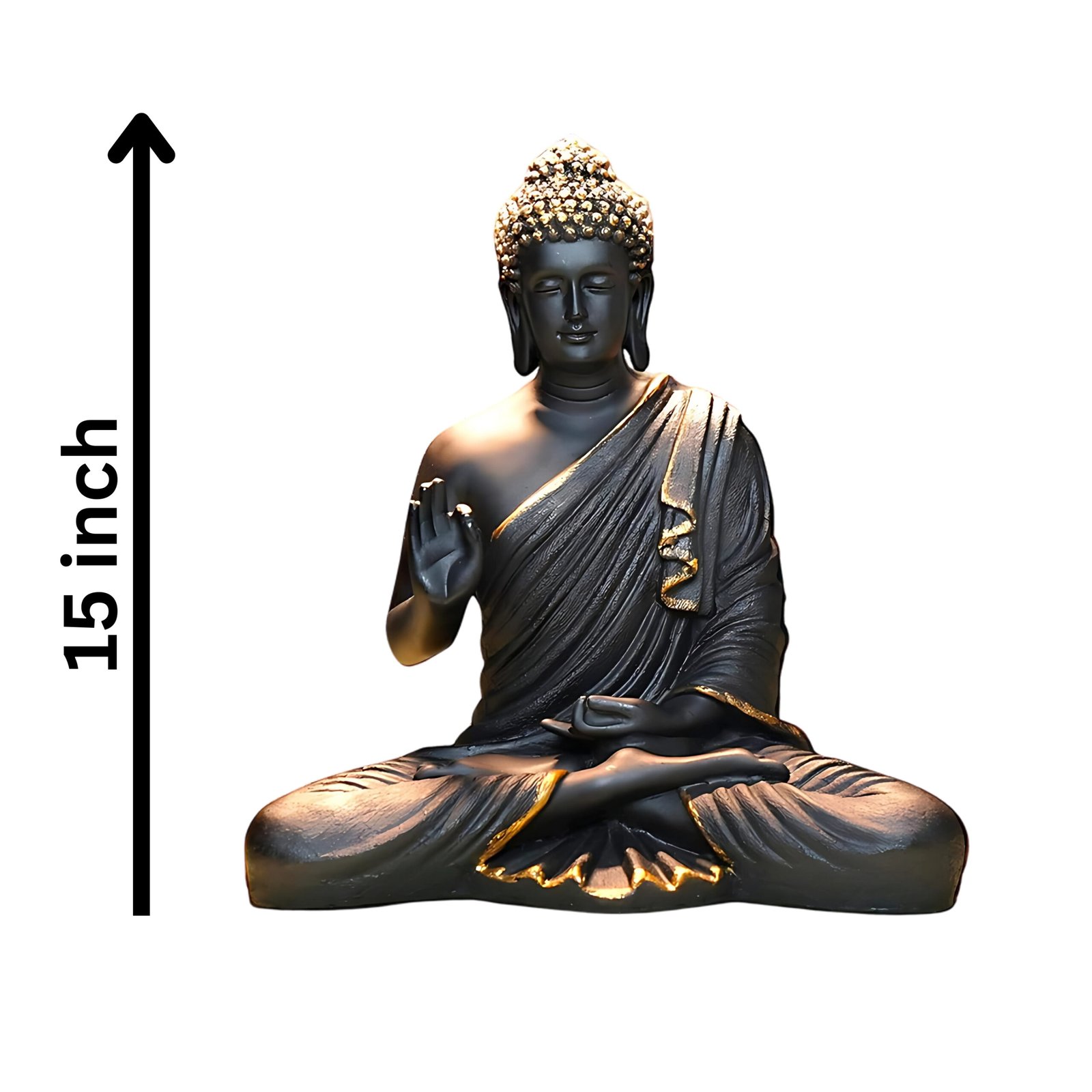 Black Meditating Buddha Showpiece - 15" Peaceful Decor best for Gifting || Best For Home Decor || Office Decor || Buddha Showepiece || Buddha Idol