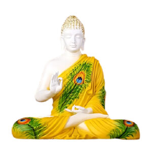 Mor Pankh Yellow Meditating Buddha Showpiece - 15" Peaceful Decor best for Gifting || Best For Home Decor || Office Decor || Buddha Showepiece || Buddha Idol