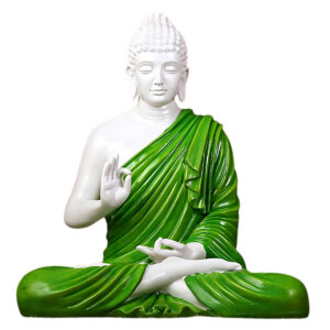 White-Green Meditating Buddha Showpiece - 15" Peaceful Decor best for Gifting || Best For Home Decor || Office Decor || Buddha Showepiece || Buddha Idol