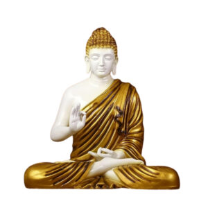 White-Dust Gold Meditating Buddha Showpiece - 15" Peaceful Decor best for Gifting || Best For Home Decor || Office Decor || Buddha Showepiece || Buddha Idol