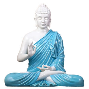 White - Blue Meditating Buddha Showpiece - 15" Peaceful Decor best for Gifting || Best For Home Decor || Office Decor || Buddha Showepiece || Buddha Idol