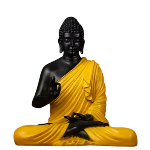 Yellow-Black Meditating Buddha Showpiece - 15" Peaceful Decor best for Gifting || Best For Home Decor || Office Decor || Buddha Showepiece || Buddha Idol