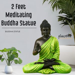 2 Feet Green-Black Meditating Buddha