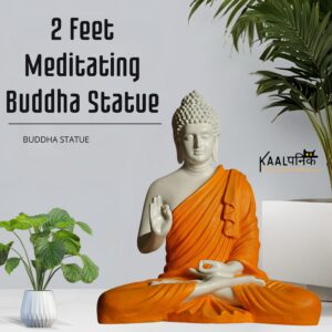 2 Feet Orange & OFF-White Meditating Buddha