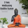 2 Feet Black & Orange Meditating Buddha