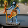Handcrafted Lord Shiva idol with blue body, golden attire, holding Trishul – spiritual home decor statue