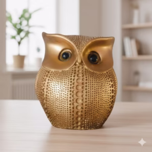 Premium Golden Owl Showpiece for Home Décor | Resin Decorative Figurine with Symbolism of Wisdom, Prosperity & Protection | Perfect Gift for Living Room, Office & Housewarming