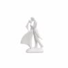 White elegant sculpture of a bride and groom in a romantic embrace, made from smooth resin, ideal for wedding home decor.
