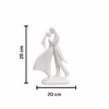 White elegant sculpture of a bride and groom in a romantic embrace, made from smooth resin, ideal for wedding home decor.